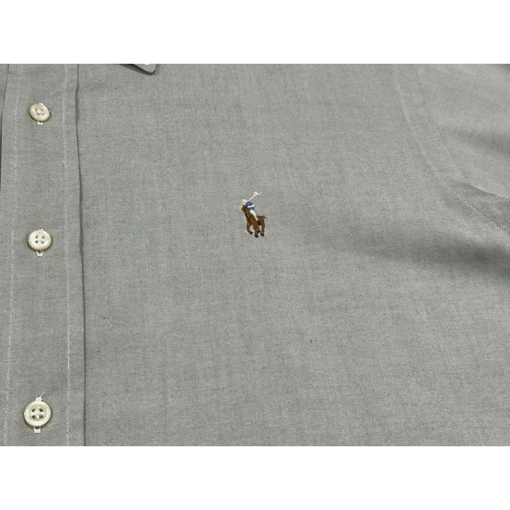 Polo Ralph Lauren Classic Fit Mens Gray Long Sleeve Button Shirt 16 - 34/35 READ